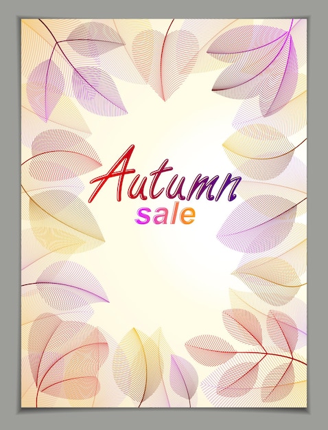 Herfstbladeren verticale achtergrond, natuur herfst sjabloon voor ontwerp banner, ticket, folder, kaart, poster met rode en gele bloemen elementen. Verkoop, reclameposter, brochure of flyer ontwerpen.