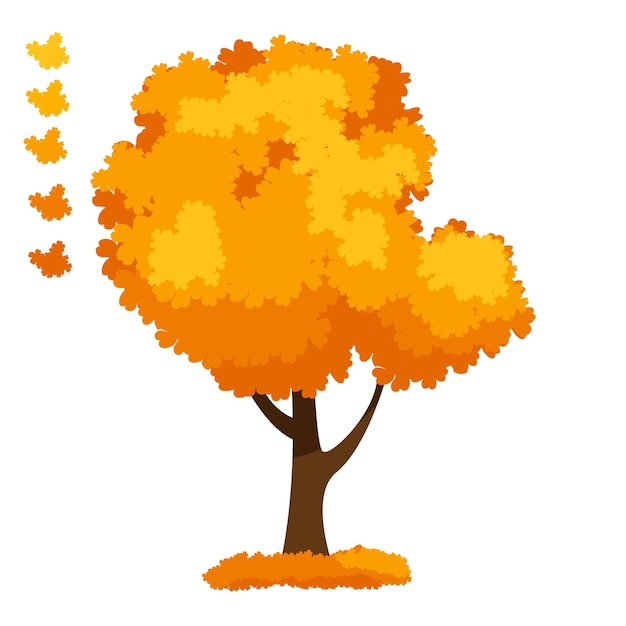 Herfstbomen geïsoleerd op een witte achtergrond eenvoudige verzameling herfstbomen met verschillende vormen vectorillustratie