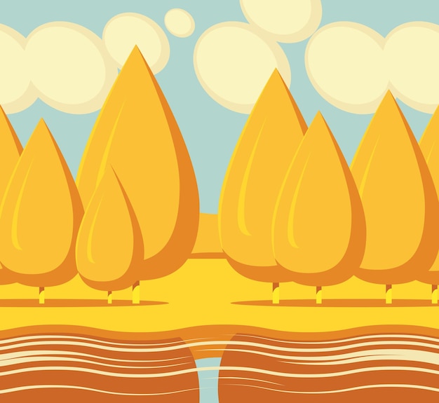 Vector herfstlandschap met bos