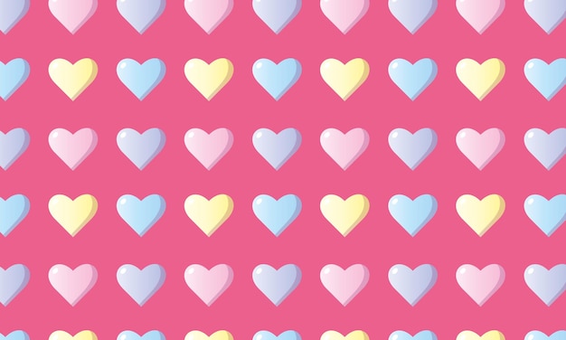 Herhalend patroon van kleurrijke hartjes op een roze achtergrond