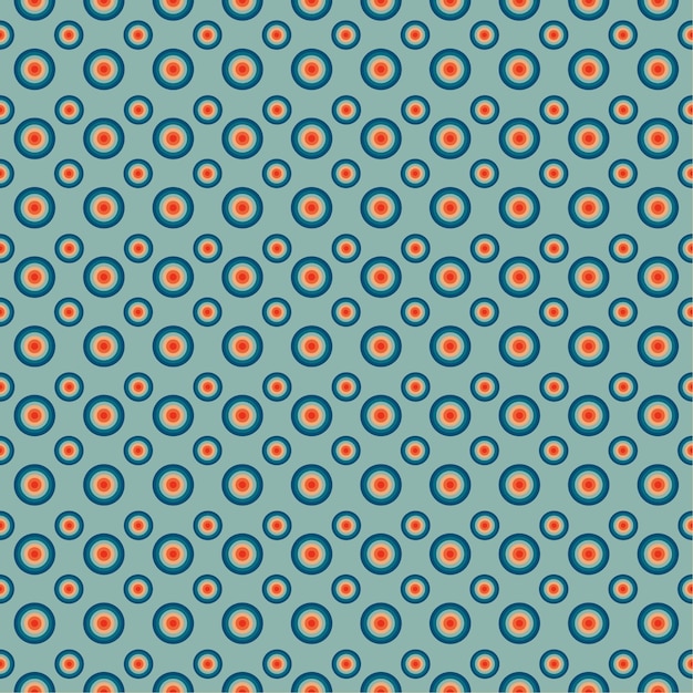 Herhalende geometrische cirkels in blauwblauw en oranje