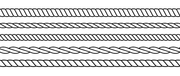 Herhalende touwset Naadloze hempkoordlijncollectie Outline keten vlecht vlecht streep bundel