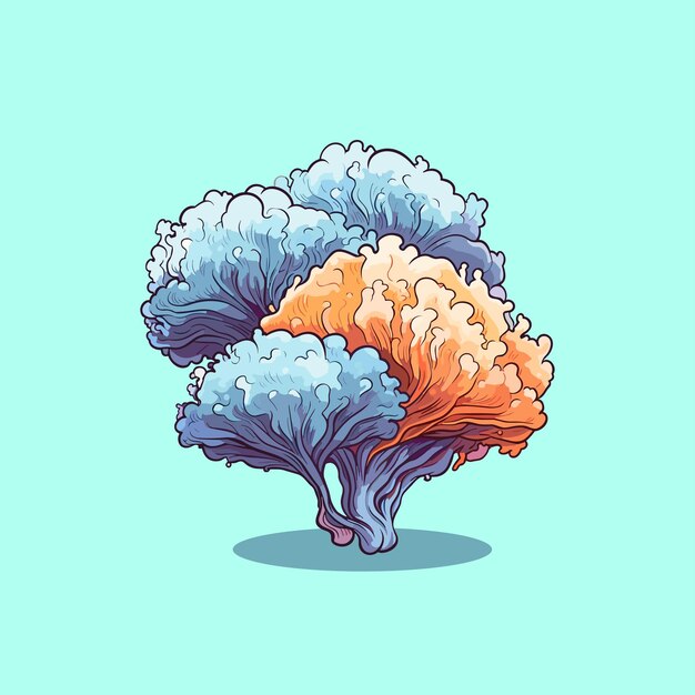 hericium erinaceus kawaii cartoon illustration