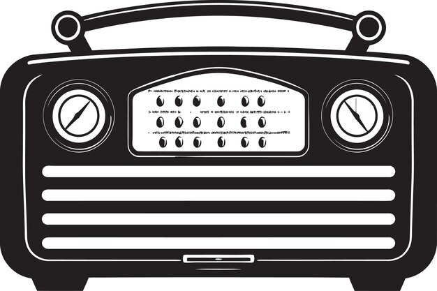 Heritage audio device vector black design classic radio receiver black vector icon