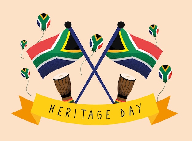 Vector heritage day banner with flags