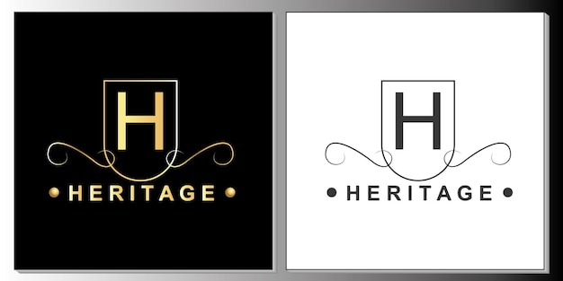 heritage vintage logo gold and black simple premium template vector eps 10