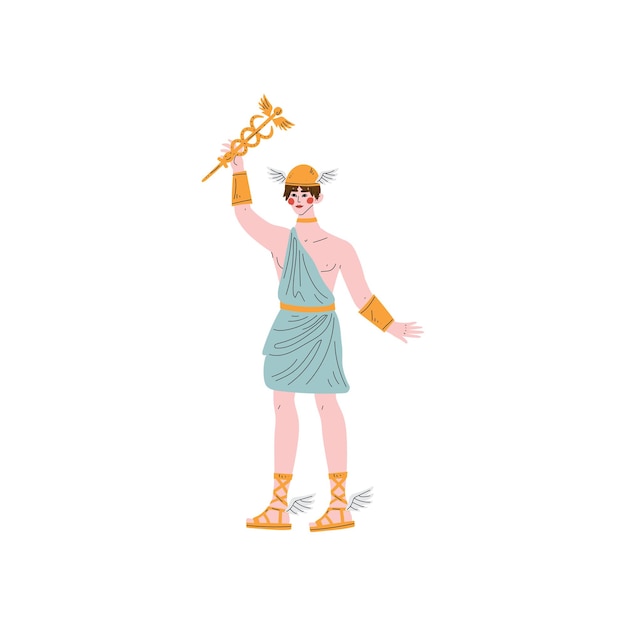 Hermes greek god ancient greece mythology hero vector illustration