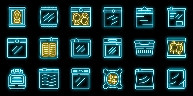 Hermetic bag icons set vector neon