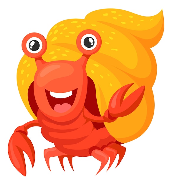 Hermit crab Cheerful cartoon character Sea fauna mascot