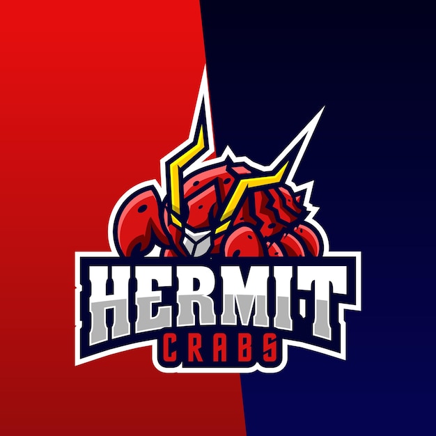 Hermit Esports 로고 디자인 프리미엄 게임 벡터