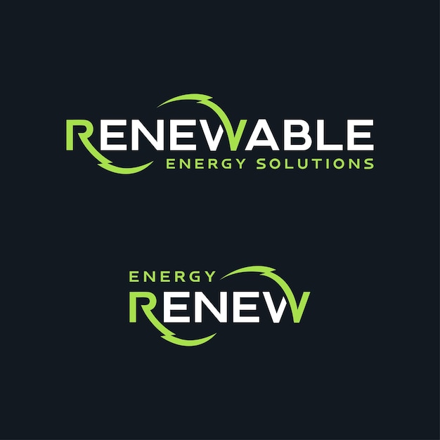 Hernieuwbare energie Tekstlettering Logoontwerp vector sjabloon