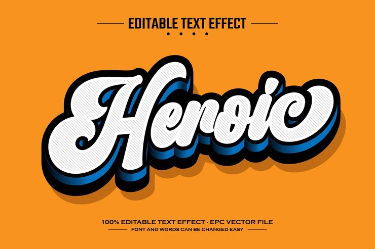 Vector hero 3d editable text effect template