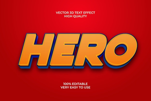 Hero 3D Text Effect Premium Vector