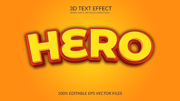 Hero 3D 벡터 완전히 편집 가능한 텍스트 효과