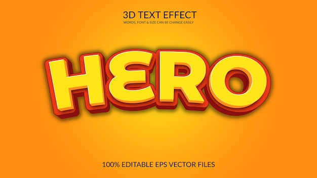 Hero 3D Vector Fully Editable Text Effect