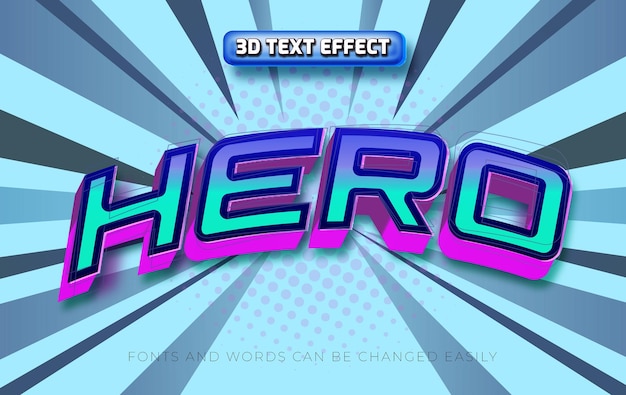 Hero comic style 3d editable text effect