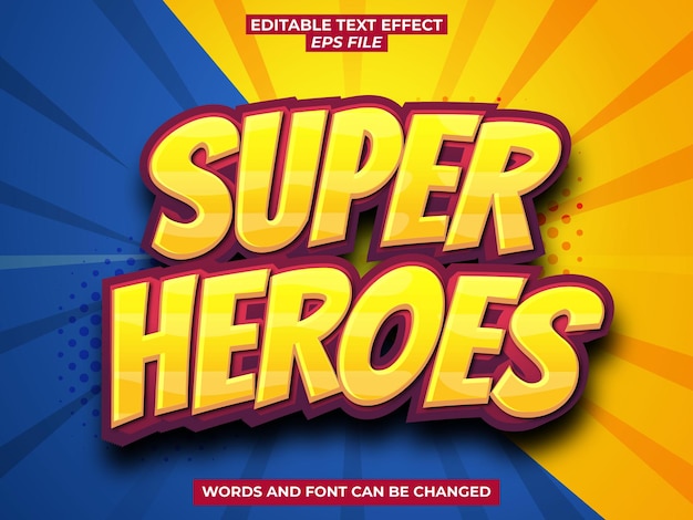 hero comic text effect font editable typography 3d text vector template
