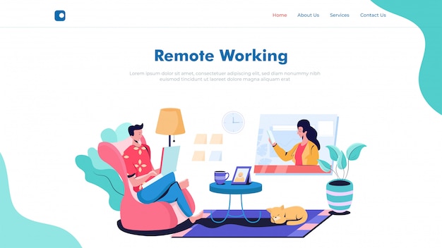 Hero header landing page remote working