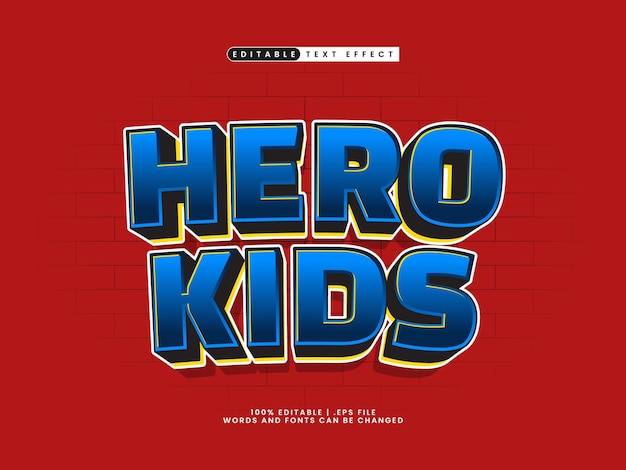 hero kids editable text effect