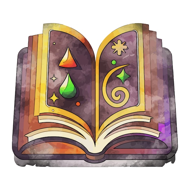 Hero Magic Book Watercolor vector Illustration