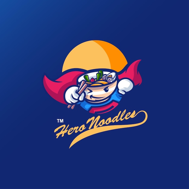 hero noodles logo design with vector