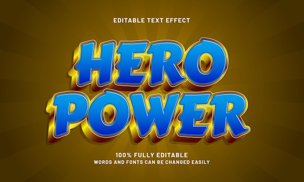 Hero power bewerkbare tekst-effecten met een krachtige en sterke thema