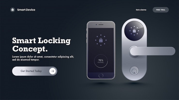 Vector hero shot with futuristic door knob connected