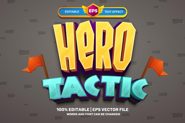Hero tactic comic cartoon movies Bold 3D Editable text Effect Style