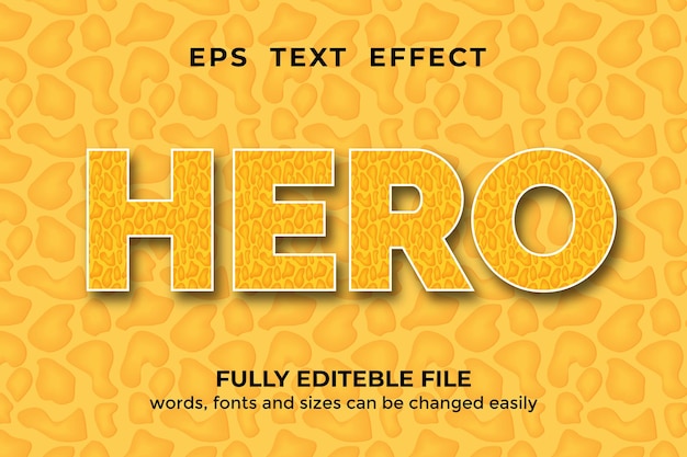 Hero text effect 3d style modificabile premium vector