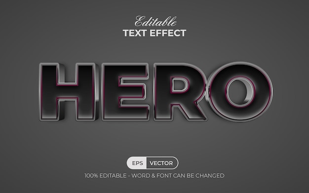 Hero text effect black style theme Editable text effect