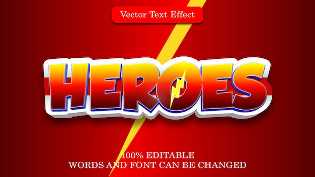 Vector heroes 3d editable text effect with modern style