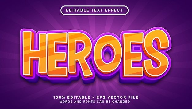 heroes 3d text effect and editable text effect