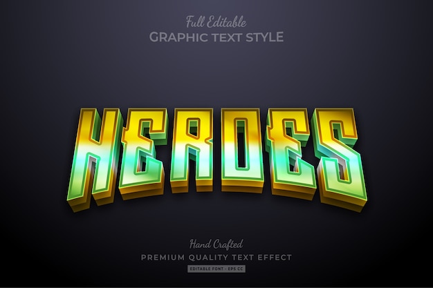 Vector heroes 80's gradient editable premium text effect