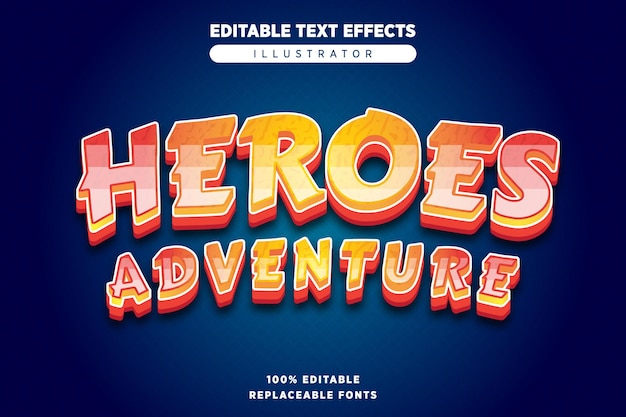 Heroes adventure text effect editable