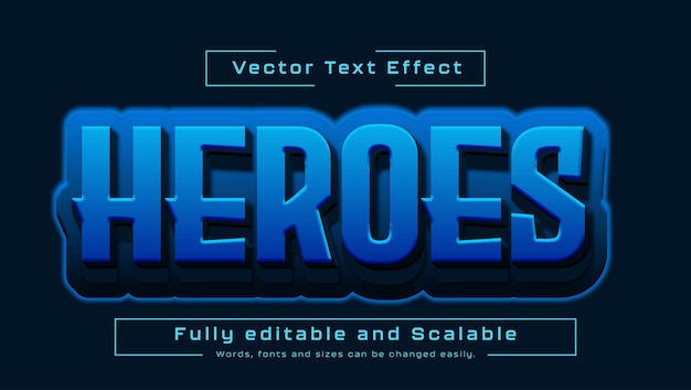 герои синий редактируемый текстовый эффект