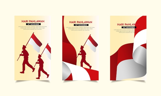 Heroes day of Indonesia design Stories Collection Hari Pahlawan is Indonesian Heroes day design with vertical style