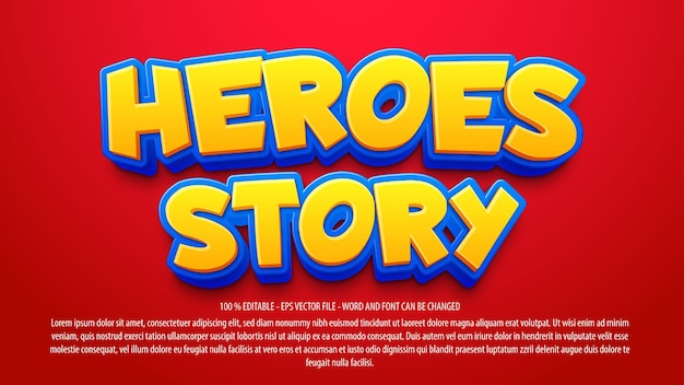 Heroes editable text effect template design with 3d style