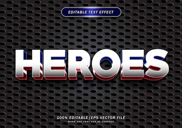 Heroes editable text effect themed elegant color