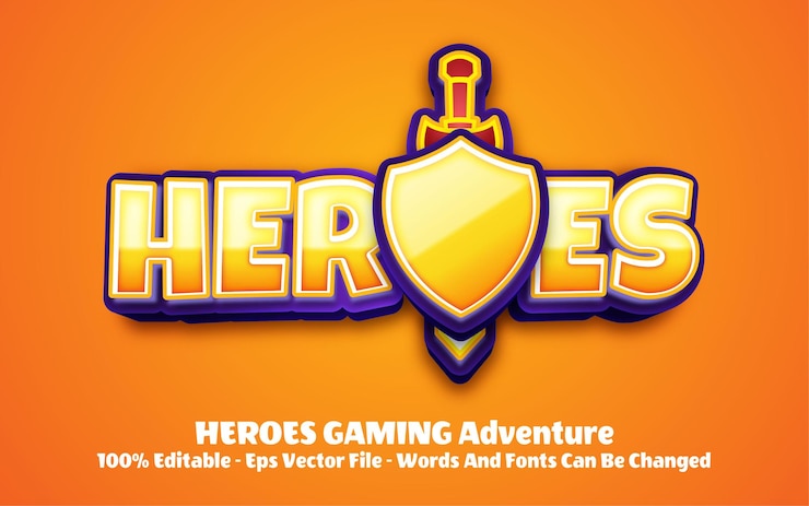 Vector heroes editable text effect