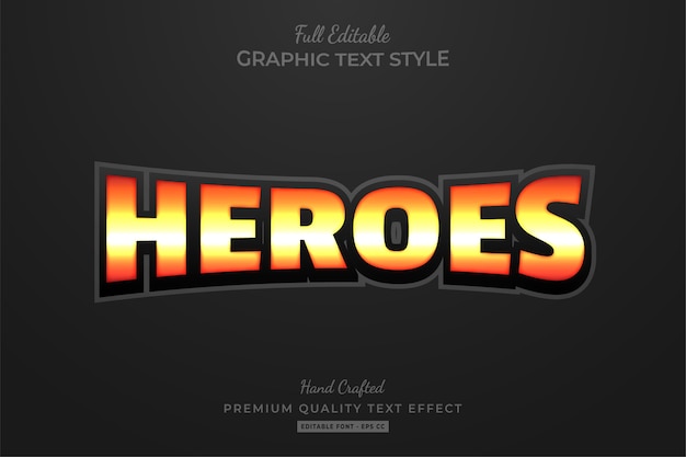 Heroes Editable Text Style Effect