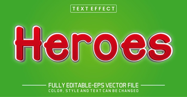 Heroes font text effect editable