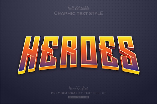 Heroes gradient movies modificabile effetto testo stile carattere