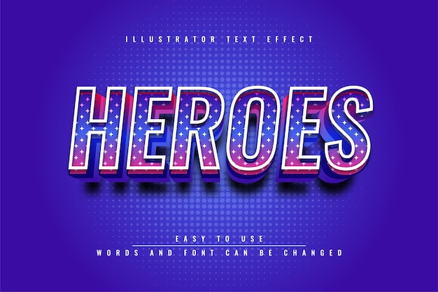 Heroes illustrator editable text effect template design