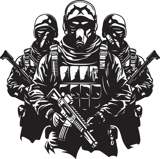 Heroes in the Night Black Vector Art Celebrating Silent Defenders Stealthy Protectors Monochrome Ve