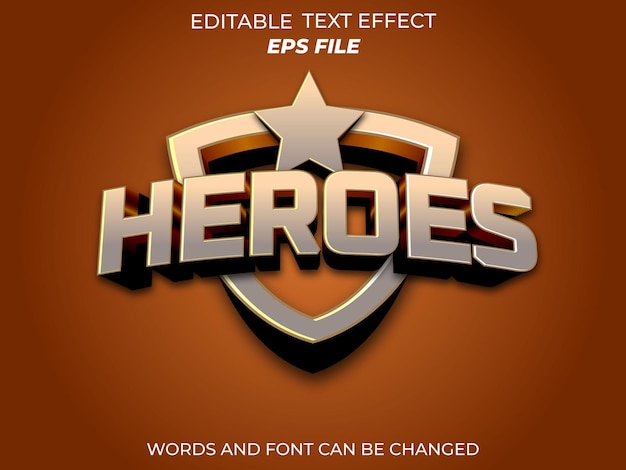 Vector heroes text effect font editable typography 3d text