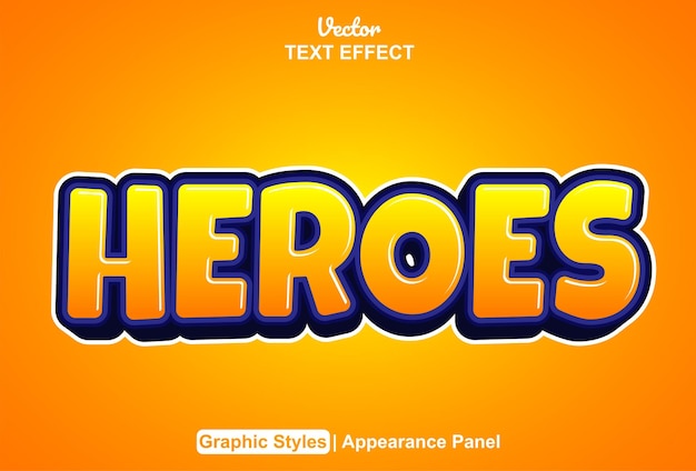 Vector heroes text effect with graphic style and editable