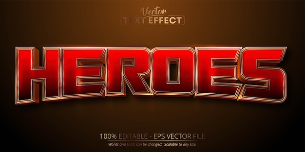 Heroes text effetto testo modificabile oro di lusso