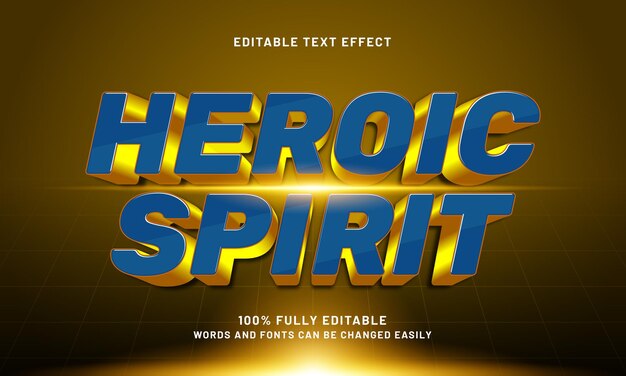 heroic spirit bewerkbare tekst-effect met een held en super tekst stijl