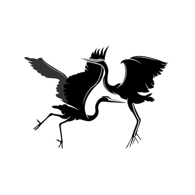 Vector heron bird logo vector bird flying stork heron animal silhouette design ilustrasi templet