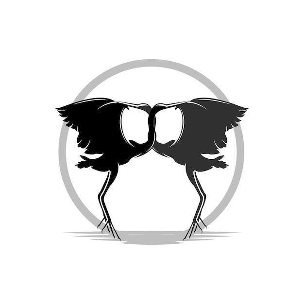 Heron Bird Logo Vector Bird Flying Stork Heron Animal Silhouette Design Ilustrasi Templet